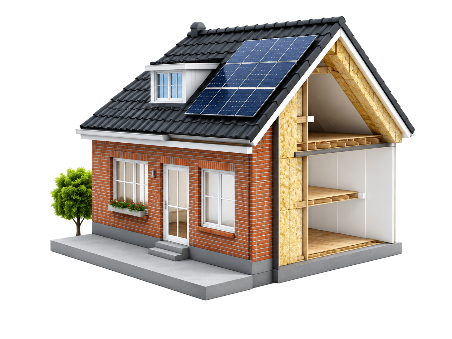 Woning met isolatie en zonnepanelen